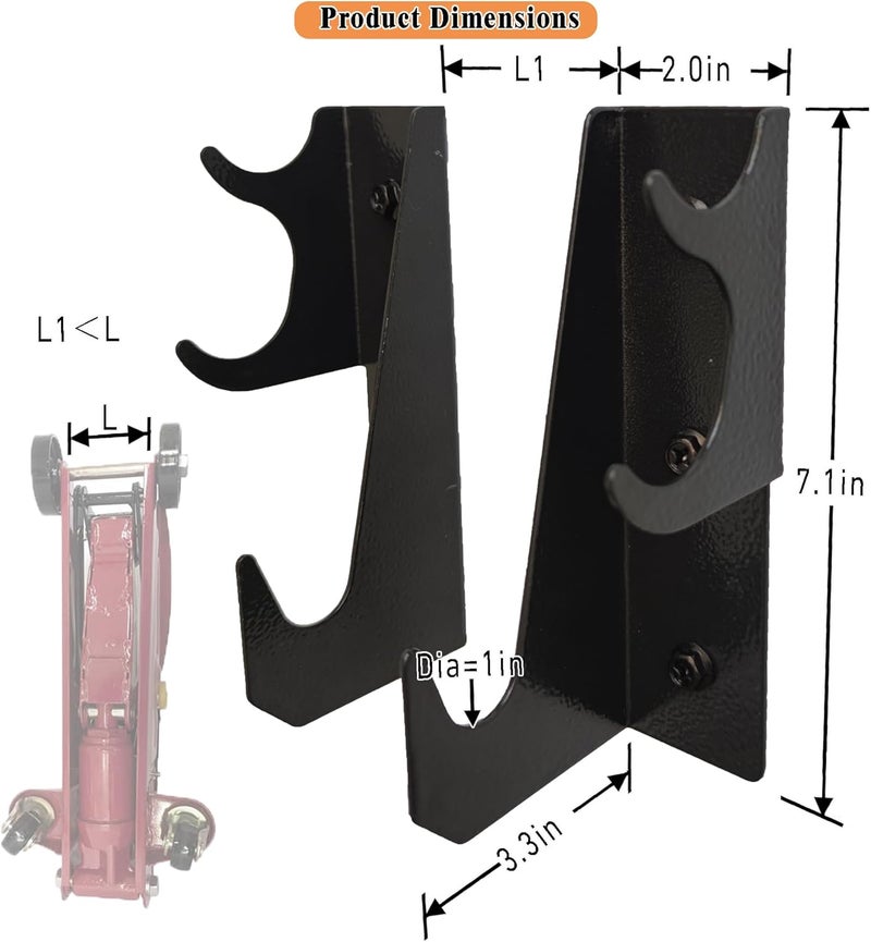 JLDGMXCDZ Heavy-Duty Steel Floor Jack Holder & Jack Stand Wall Mount Hook Rack,Black Electro-Plated, Two-Piece Handle Storage - Image 5
